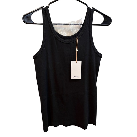 Quince Tops - Quince Tank Top Womens M Black Organic Cotton Micro-Rib Scoop Neck Tank NWT
